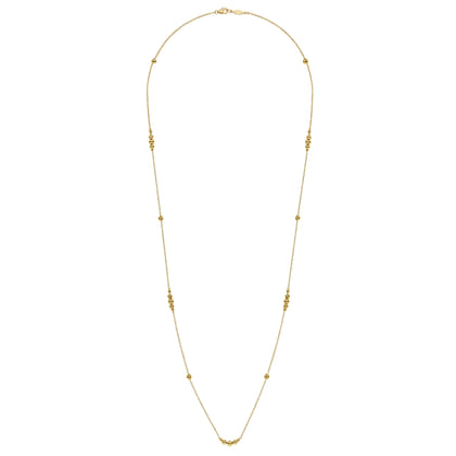 28 inch 14K Yellow Gold Graduating Bujukan Bead Station Necklace