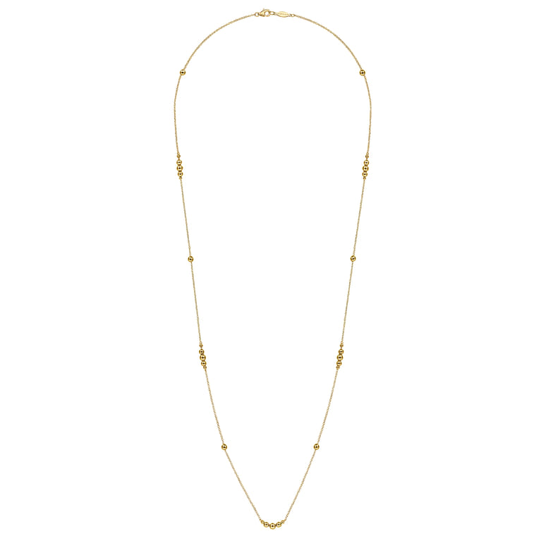28 inch 14K Yellow Gold Graduating Bujukan Bead Station Necklace - Shot 2
