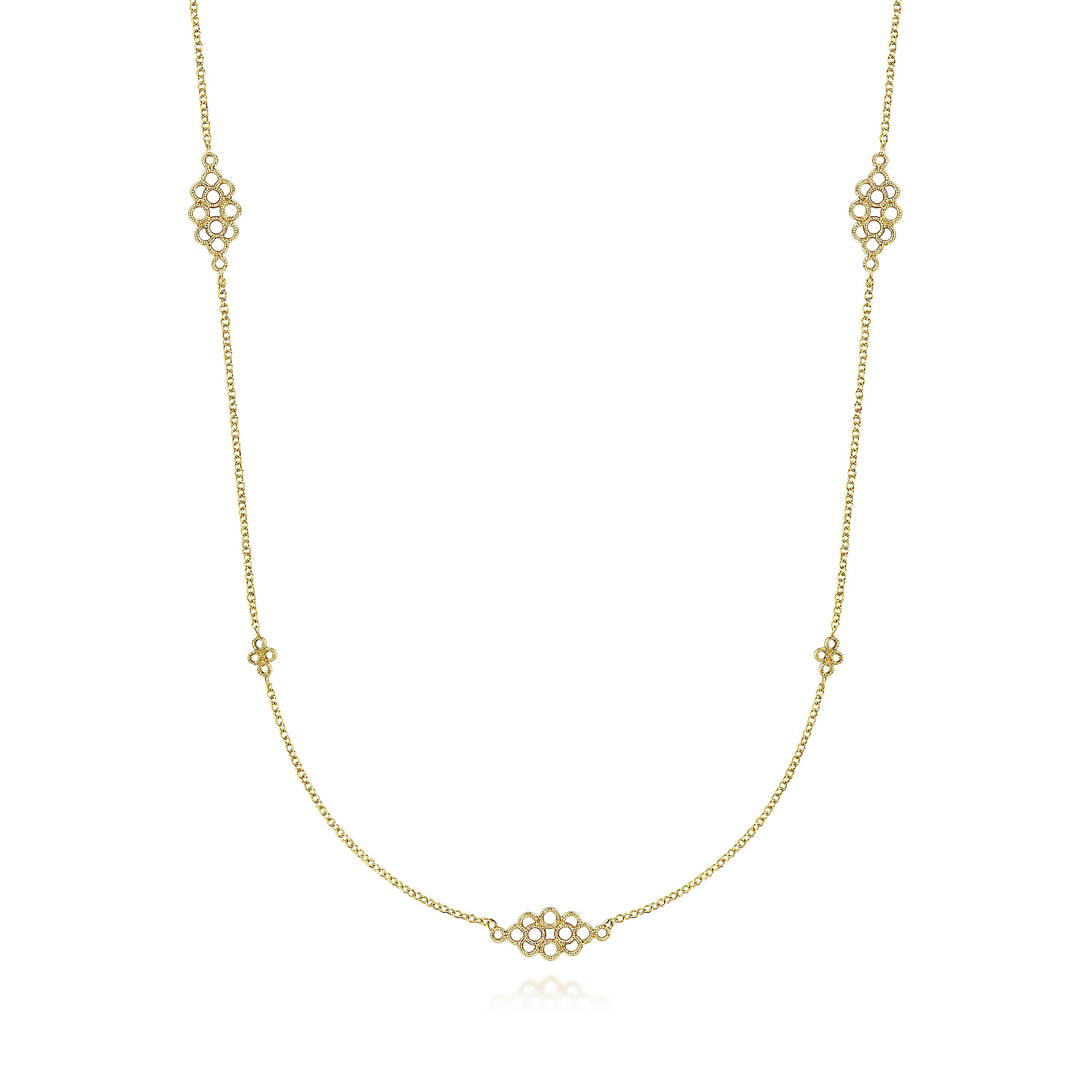 14k Yellow Gold Station Victorian Necklace. SKU: NK6560Y4JJJ