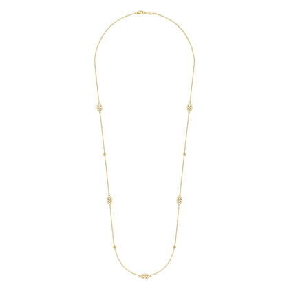 28 inch 14K Yellow Gold Multi Circle Casted Station Necklace