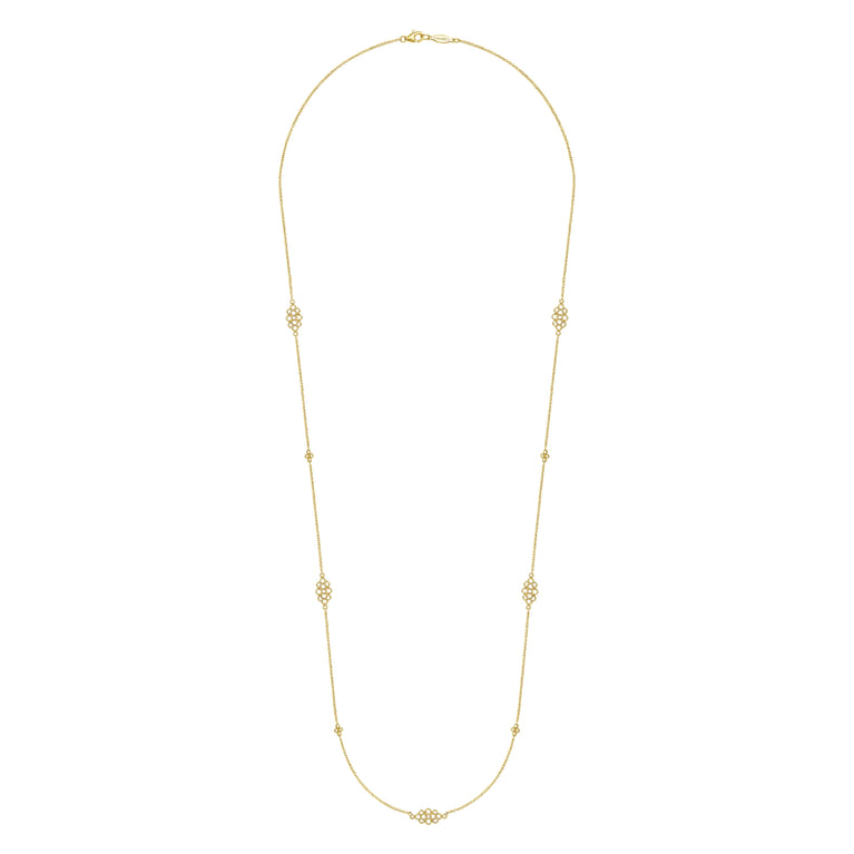 28 inch 14K Yellow Gold Multi Circle Casted Station Necklace - Shot 2