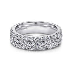 3 Row 14K White Gold Micro Pave Diamond Anniversary Band
