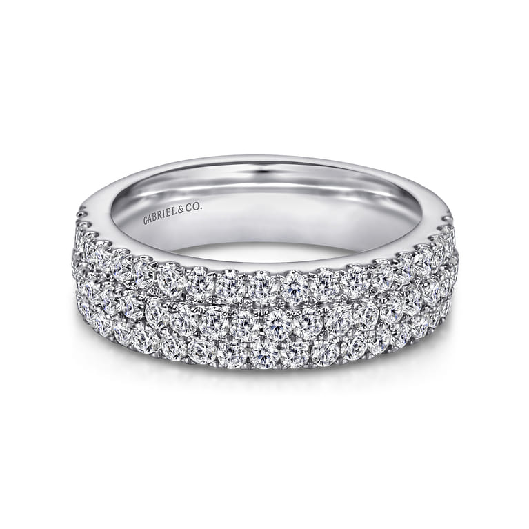Fancy Wedding Ring in 14k White Gold with Round Natural Diamond at Gabriel & Co. - Shot 1