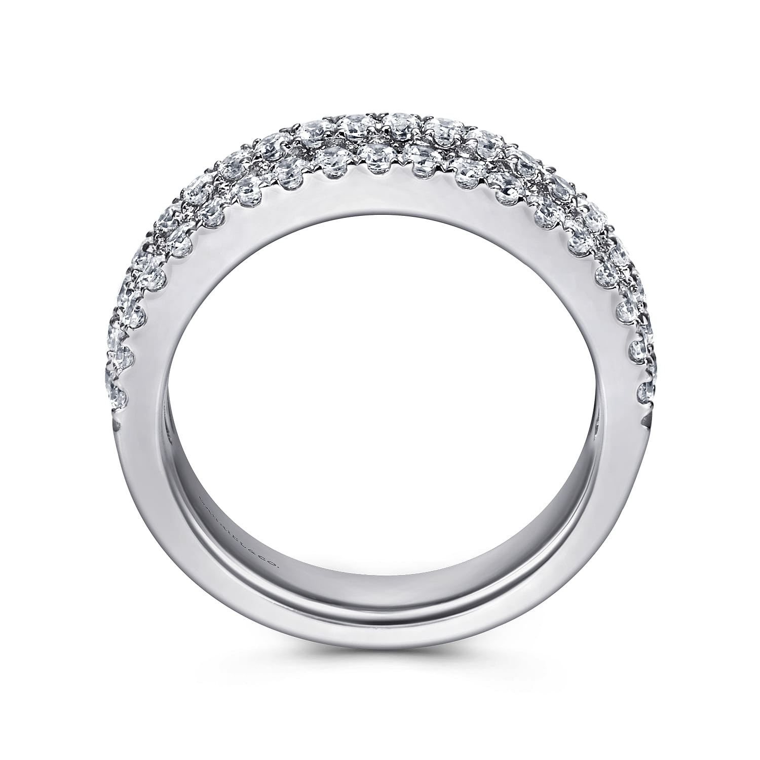 Fancy Wedding Ring in 14k White Gold with Round Natural Diamond at Gabriel & Co. - Shot 2