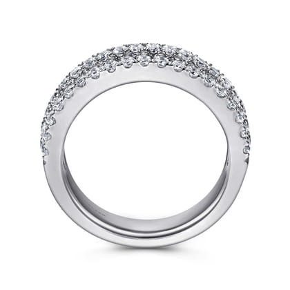 3 Row 14K White Gold Micro Pave Diamond Anniversary Band