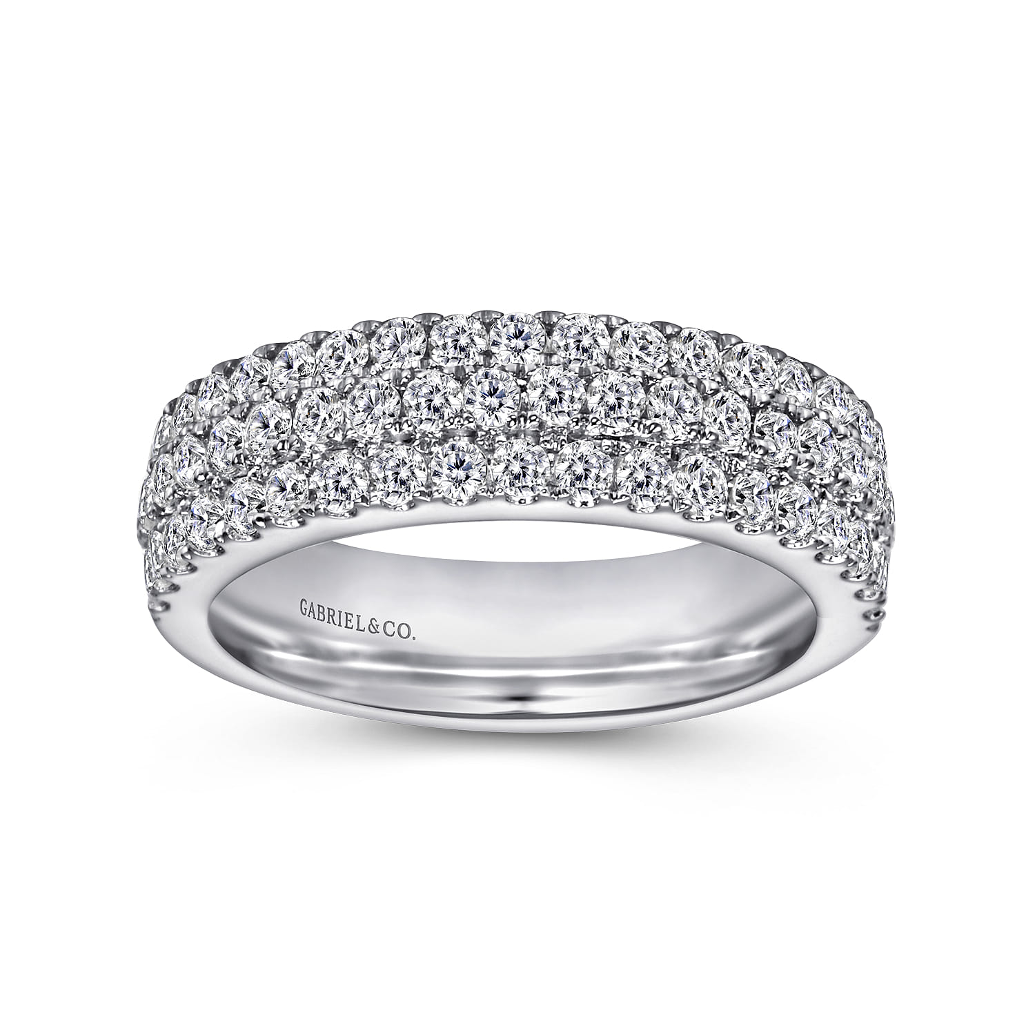 Fancy Wedding Ring in 14k White Gold with Round Natural Diamond at Gabriel & Co. - Shot 4