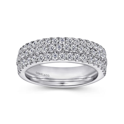 3 Row 14K White Gold Micro Pave Diamond Anniversary Band