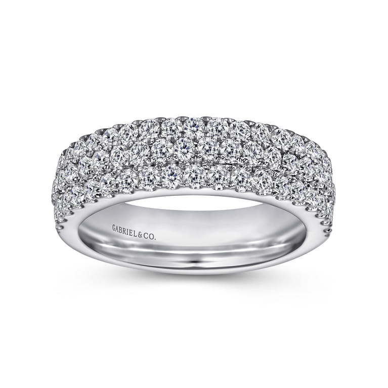 Fancy Wedding Ring in 14k White Gold with Round Natural Diamond at Gabriel & Co. - Shot 4