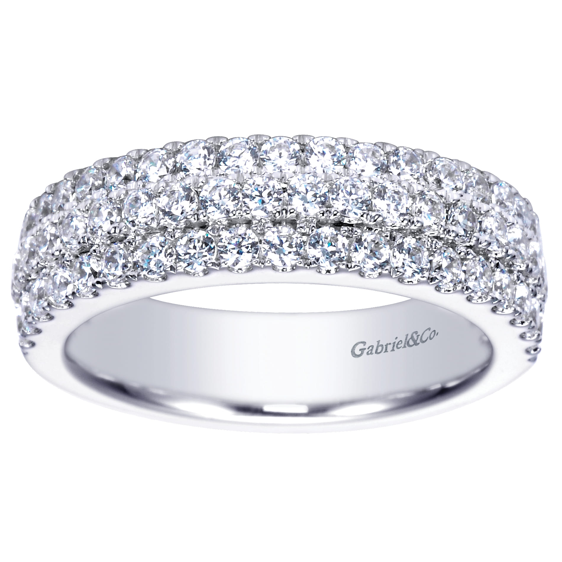 Fancy Wedding Ring in 14k White Gold with Round Natural Diamond at Gabriel & Co. - Shot 5