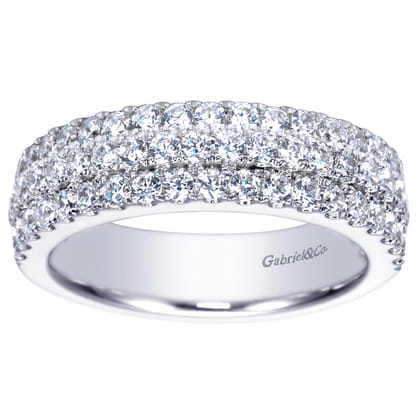 3 Row 14K White Gold Micro Pave Diamond Anniversary Band