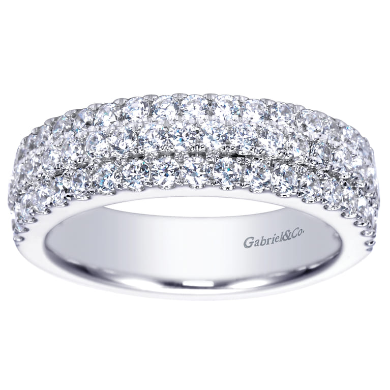 Fancy Wedding Ring in 14k White Gold with Round Natural Diamond at Gabriel & Co. - Shot 5