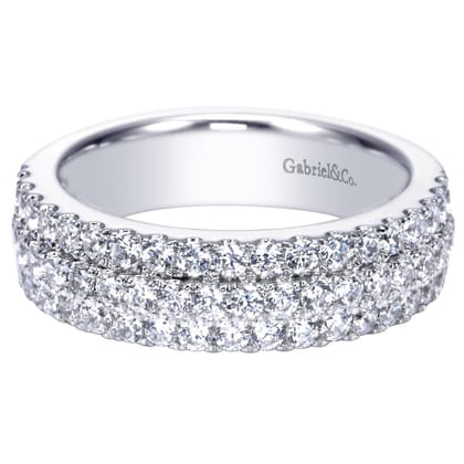 3 Row Platinum Micro Pave Diamond Anniversary Band