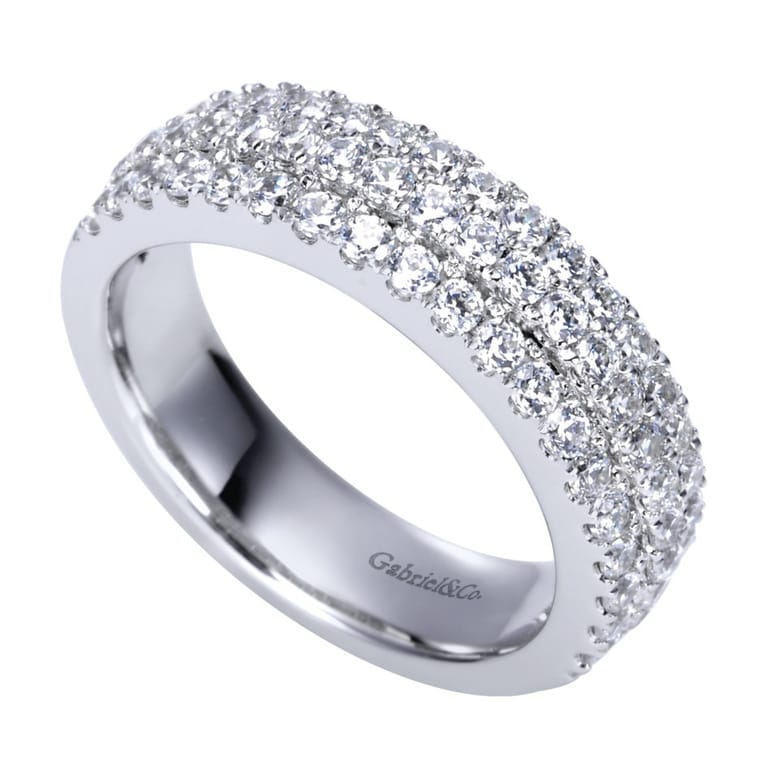 Fancy Wedding Ring in Platinum with Round Natural Diamond at Gabriel & Co. - Shot 3