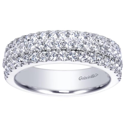 3 Row Platinum Micro Pave Diamond Anniversary Band
