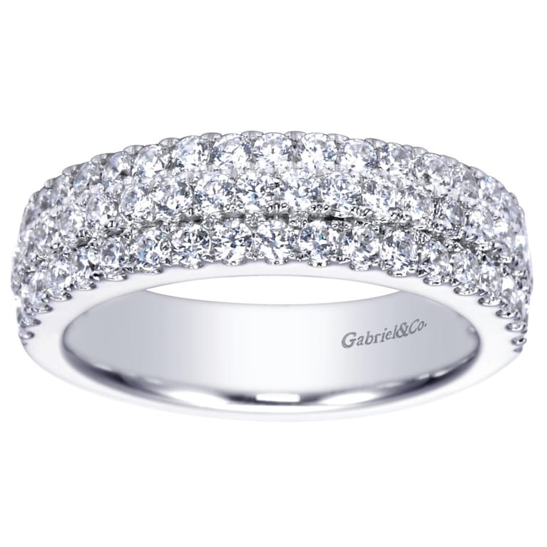 Fancy Wedding Ring in Platinum with Round Natural Diamond at Gabriel & Co. - Shot 4
