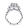 Draymond - Art Deco 14K White Gold Cushion Three Stone Halo Diamond Engagement Ring - 1.03 ct