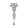 Draymond - Art Deco 14K White Gold Cushion Three Stone Halo Diamond Engagement Ring - 1.03 ct