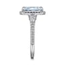 Skylah - 14K White Gold Emerald Three Stone Halo Aquamarine and Diamond Channel Set Engagement Ring - 0.23 ct
