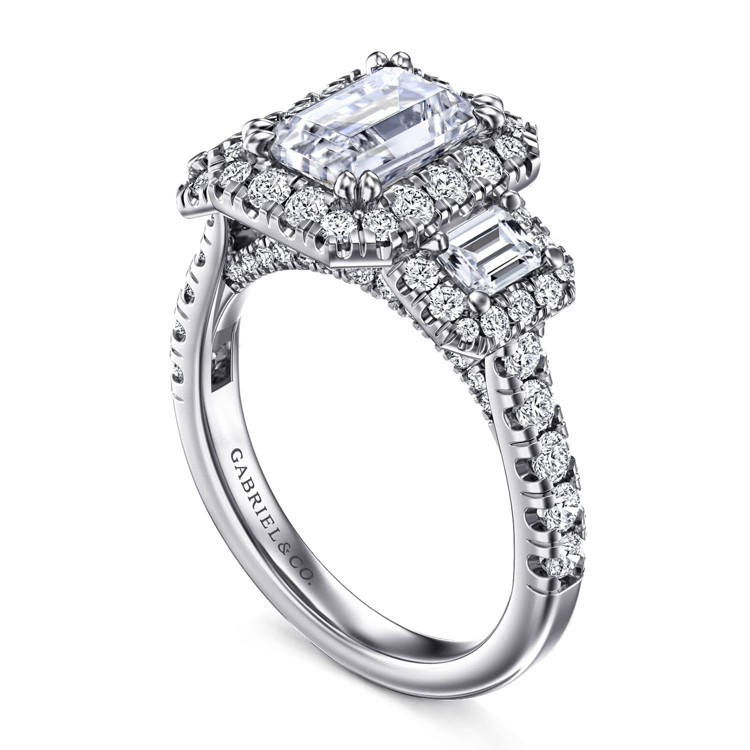Gibson - 14K White Gold Emerald Cut Diamond Engagement Ring - 1.7 ct - Shot 3