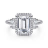 Anita - 14K White Gold Emerald Cut Halo Five Stone Diamond Engagement Ring - 0.6 ct