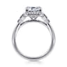 Anita - 14K White Gold Emerald Cut Halo Five Stone Diamond Engagement Ring - 0.6 ct