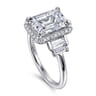 Anita - 14K White Gold Emerald Cut Halo Five Stone Diamond Engagement Ring - 0.6 ct