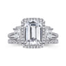 Anita - 14K White Gold Emerald Cut Halo Five Stone Diamond Engagement Ring - 0.6 ct