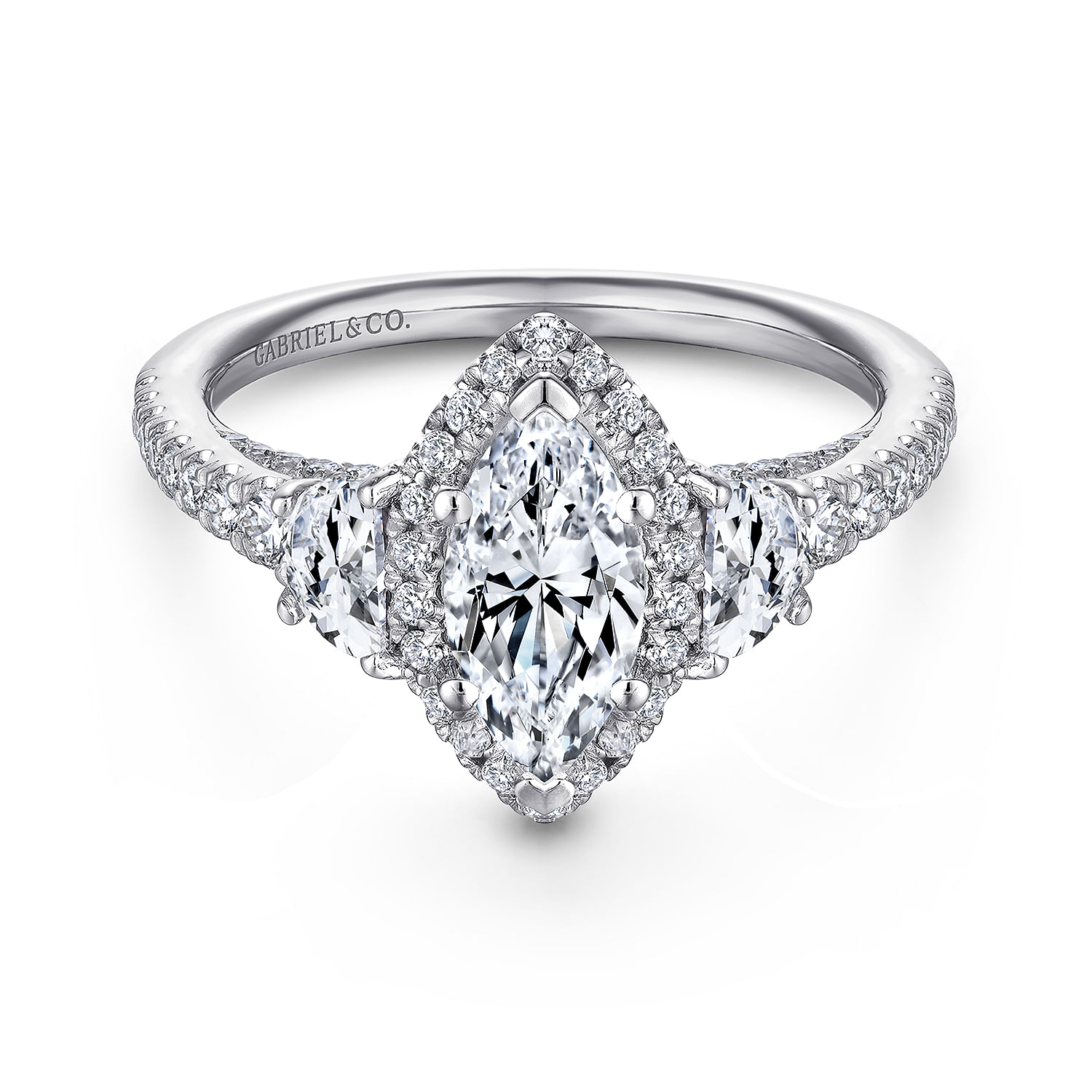 Martina - 14K White Gold Marquise Shape Diamond Engagement Ring - 0.95 ct - Shot 1