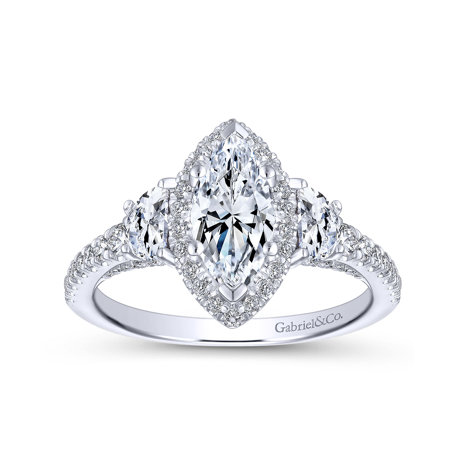 Martina - 14K White Gold Marquise Shape Diamond Engagement Ring - 0.95 ct - Shot 5