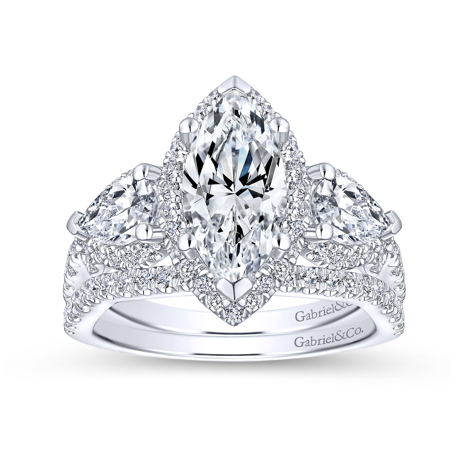 Bryson - 14K White Gold Marquise Shape Diamond Engagement Ring - 1.5 ct - Shot 4
