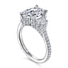Wade - 14K White Gold Oval Three Stone Halo Diamond Engagement Ring - 1.1 ct