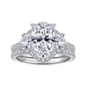 Wade - 14K White Gold Oval Three Stone Halo Diamond Engagement Ring - 1.1 ct