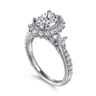 Kinsley - Vintage Inspired 14K White Gold Fancy Halo Oval Diamond Engagement Ring - 0.72 ct
