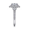 Kinsley - Vintage Inspired 14K White Gold Fancy Halo Oval Diamond Engagement Ring - 0.72 ct