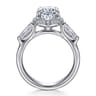 Briela - 14K White Gold Oval Cut Three Stone Halo Diamond Engagement Ring - 0.64 ct