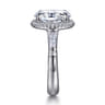 Briela - 14K White Gold Oval Cut Three Stone Halo Diamond Engagement Ring - 0.64 ct