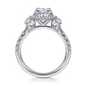 Cleopatra - 14K White Gold Oval Halo Diamond Engagement Ring - 0.8 ct