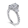 Cleopatra - 14K White Gold Oval Halo Diamond Engagement Ring - 0.8 ct