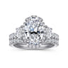 Cleopatra - 14K White Gold Oval Halo Diamond Engagement Ring - 0.8 ct