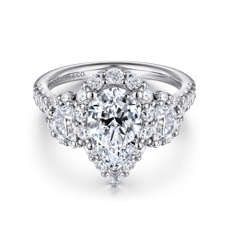 Gibson - 14K White Gold Pear Shape Diamond Engagement Ring - 1.63 ct - Shot 1