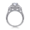 Leda - 14K White Gold Round Three Stone Halo Diamond Engagement Ring - 1.48 ct