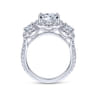 France - 14K White Gold Round 3 Stone Halo Diamond Engagement Ring - 1.25 ct