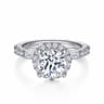 Luce - 14K White Gold Round Halo Diamond Channel Set Engagement Ring - 0.88 ct