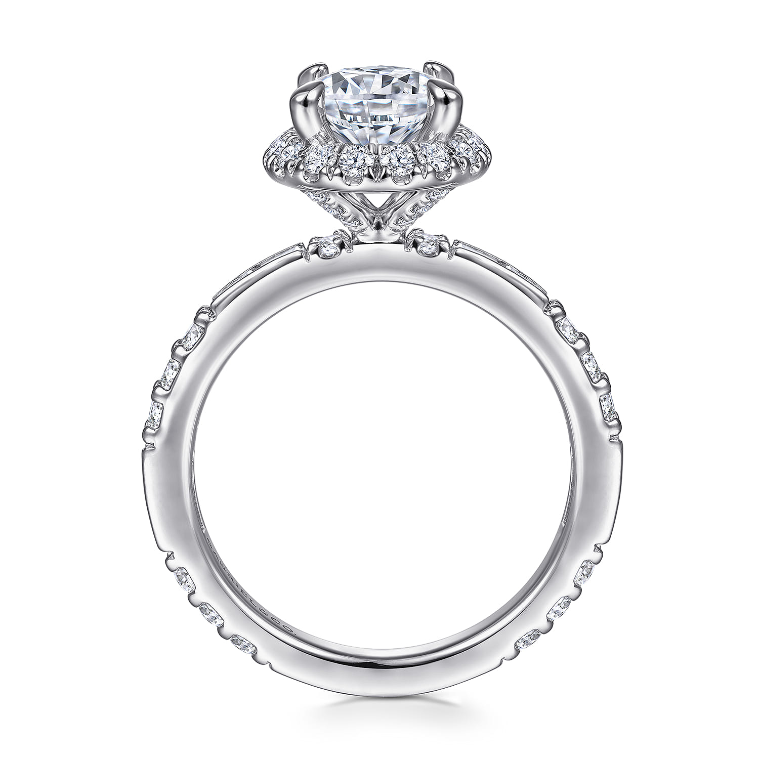 Luce - 14K White Gold Round Halo Diamond Channel Set Engagement Ring - 0.88 ct - Shot 2
