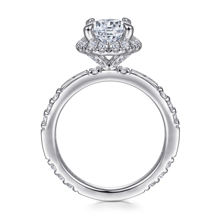 Luce - 14K White Gold Round Halo Diamond Channel Set Engagement Ring - 0.88 ct - Shot 2