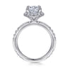 Luce - 14K White Gold Round Halo Diamond Channel Set Engagement Ring - 0.88 ct