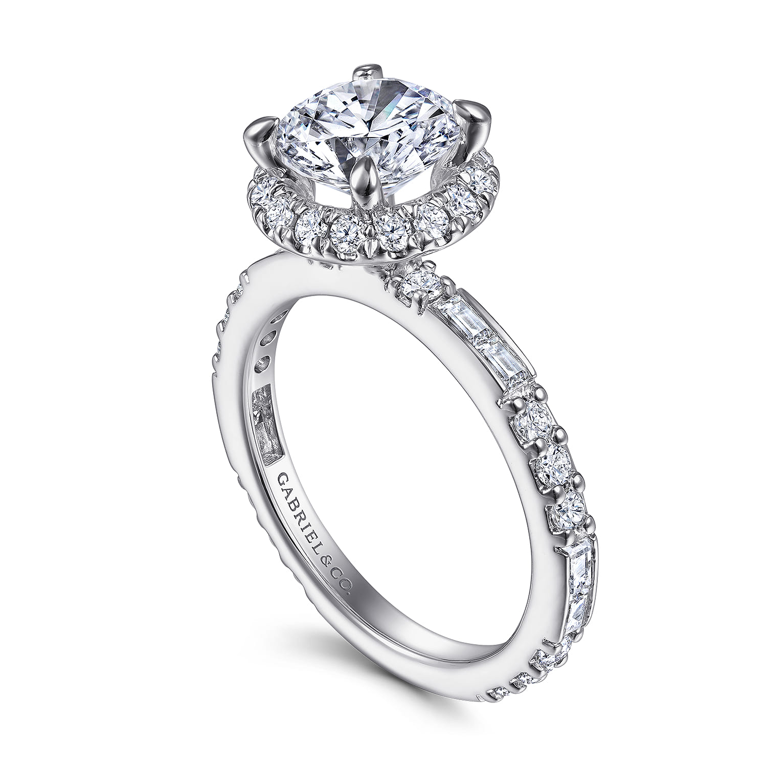 Luce - 14K White Gold Round Halo Diamond Channel Set Engagement Ring - 0.88 ct - Shot 3