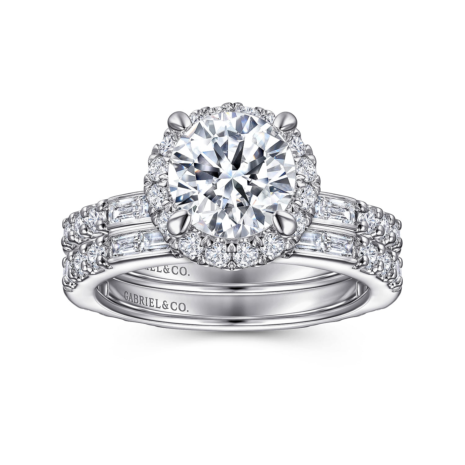 Luce - 14K White Gold Round Halo Diamond Channel Set Engagement Ring - 0.88 ct - Shot 4