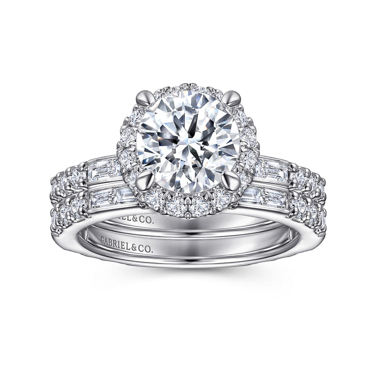 Luce - 14K White Gold Round Halo Diamond Channel Set Engagement Ring - 0.88 ct - Shot 4