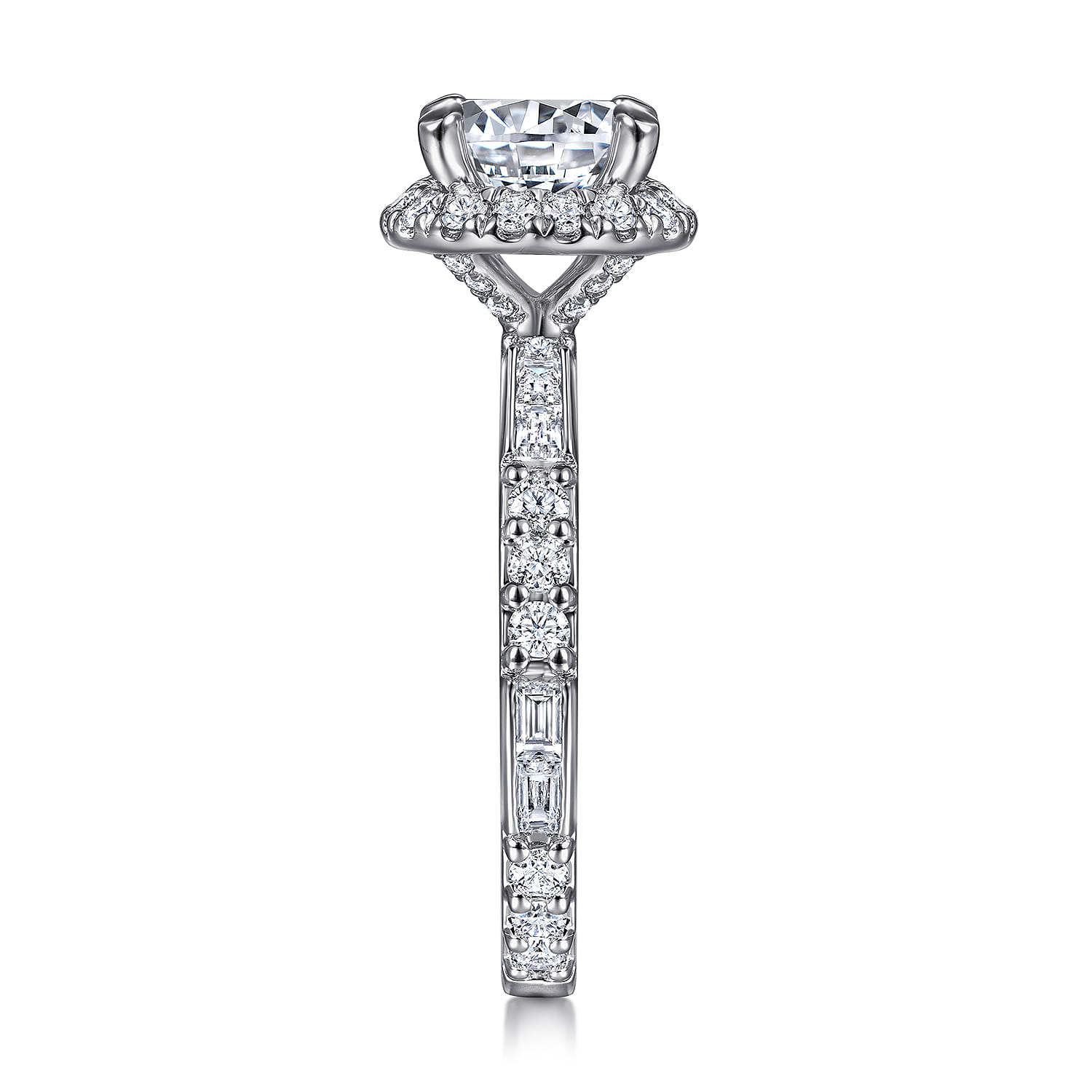 Luce - 14K White Gold Round Halo Diamond Channel Set Engagement Ring - 0.88 ct - Shot 5